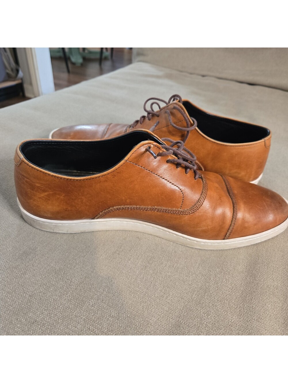 Allen Edmonds Park Avenue Cap-Toe Sneakers Mens Size 9.5 D Leather 4322 Shoes - Picture 3 of 7